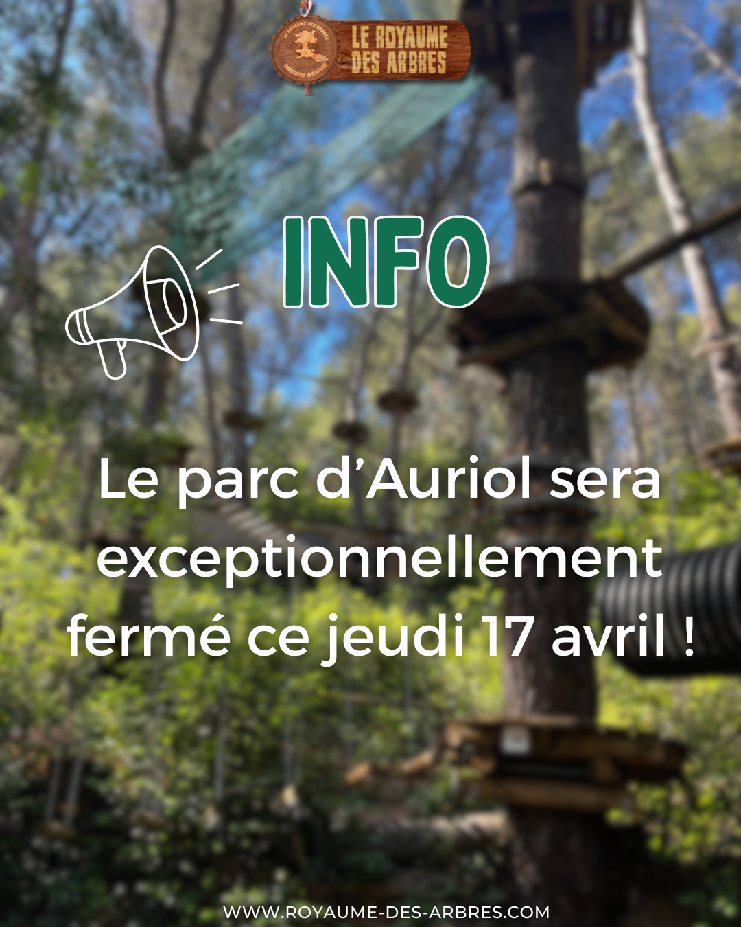 🚧 Fermeture exceptionnelle parc d&rsquo;Auriol jeudi 17 avril 🚧