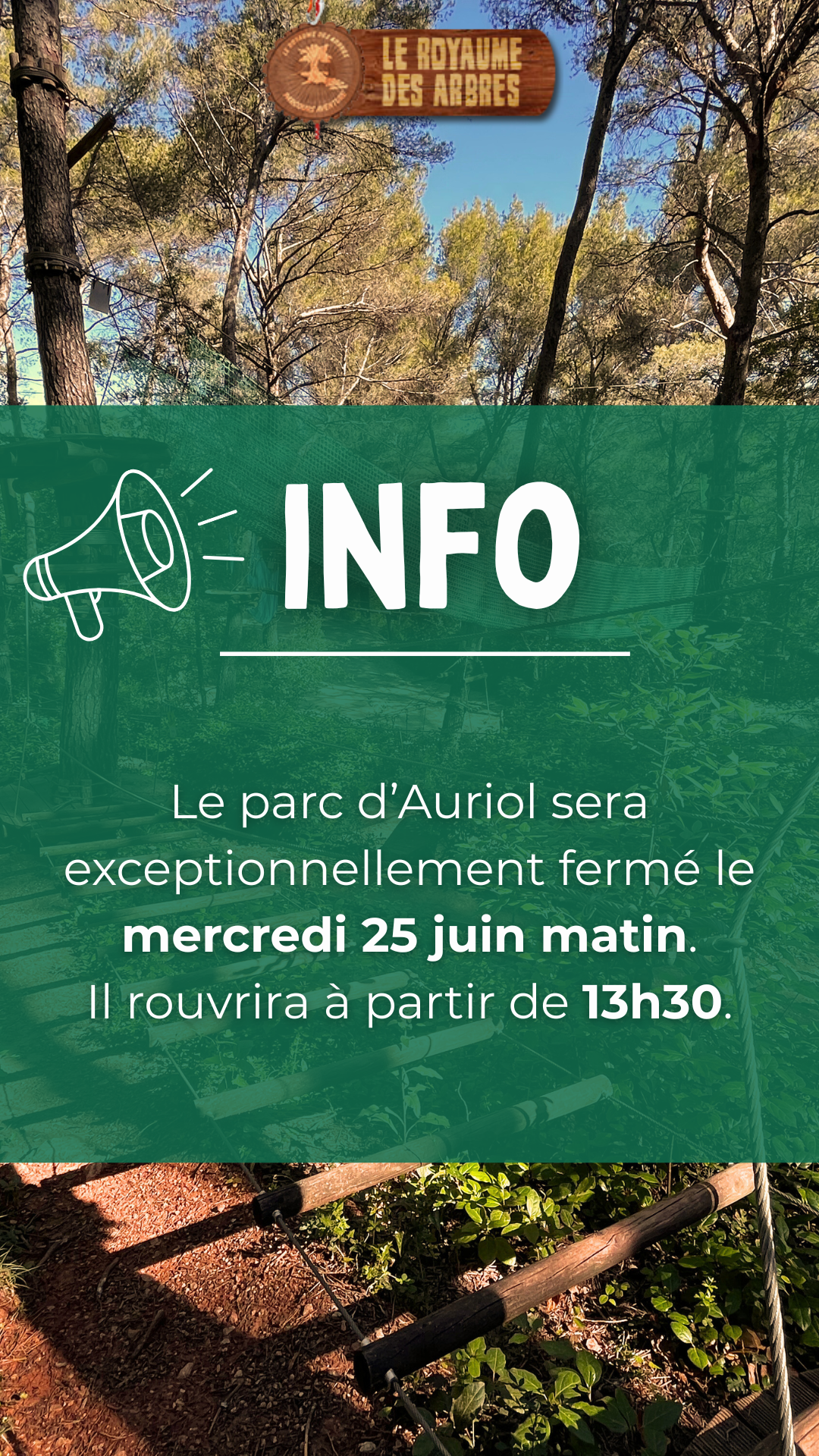 Le parc d’Auriol sera exceptionnellement fermé le mercredi 25 juin matin.